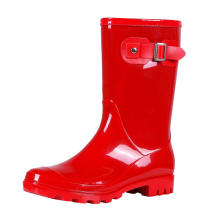 Nouvelle mode Fashion Femme rouge vif imperméable Bottes de pluie en caoutchouc Chaussures de jardin pour les jours de pluie